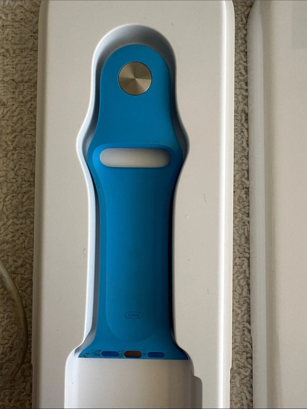 Apple Watch Series 3 with Bright Blue Sport Band Magnetic Charger and Case